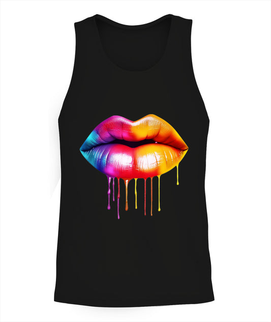 Unisex Tank Top Gay Pride rainbow lips dripping lips unique design tank shirts men women printed apparel pride parade kiss me ally lesbian 